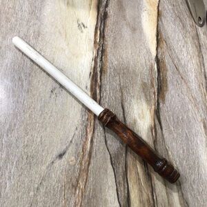 Vintage Ceramic Knife Sharpening Rod Japan 12” Wood Handle Honing Steel 7” Rod